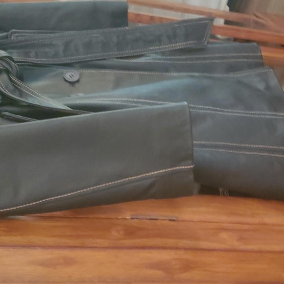 Issacmizrahilive black leather coat with tie belt size xs - Picture 6 of 7